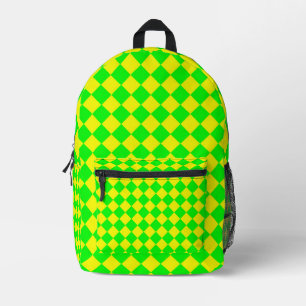 Mochila Impresa Patrón de diamante del verificador verde amarillo