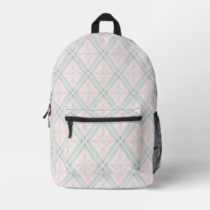 Mochila Impresa Patrón de diamante pastel verde y rosa