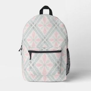 Mochila Impresa Patrón de diamante pastel verde y rosa