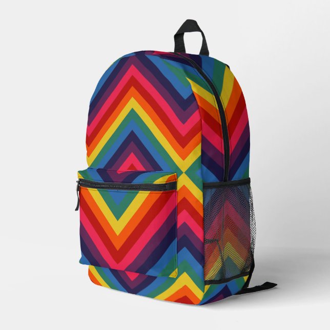 Mochila Impresa Patrón de diamantes arcoiris (Esquina derecha trasera )
