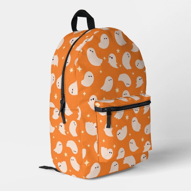 Mochila Impresa Patrón de dibujo del fantasma del naranja (Esquina izquierda trasera)
