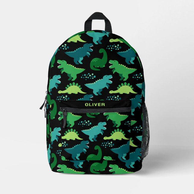 Mochila Impresa Patrón de Dino de Dinosaurios Funny Negro Personal (Anverso)