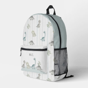 Mochila Impresa Patrón de dinosaurio de acuarela Monograma persona