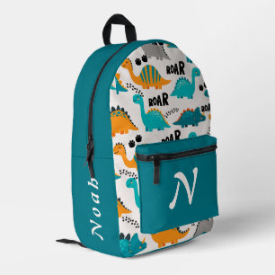 Mochila Impresa Patrón de dinosaurio lindo con nombre personalizad