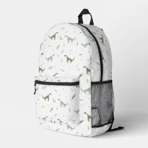 Mochila Impresa Patrón de dinosaurio verde lindo