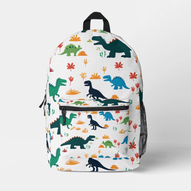 Mochila Impresa Patrón de dinosaurios Arte colorido y lúdico (Anverso)