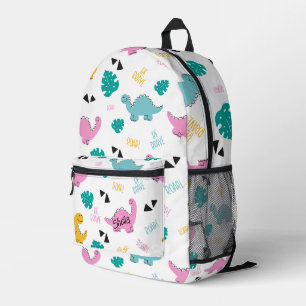 Mochila Impresa Patrón de dinosaurios dibujado a mano y personaliz