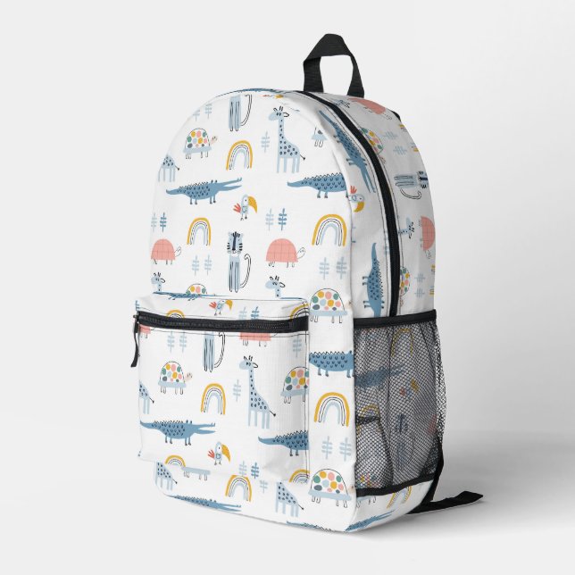 Mochila Impresa Patrón de diversión animal Doodle (Esquina derecha trasera )