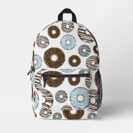 Mochila Impresa Patrón De Donuts, Donuts Azules, Donuts Marrones