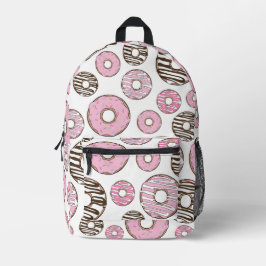 Mochila Impresa Patrón De Donuts, Donuts Rosados, Donuts Blancos