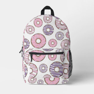 Mochila Impresa Patrón De Donuts, Donuts Rosados, Donuts Morados