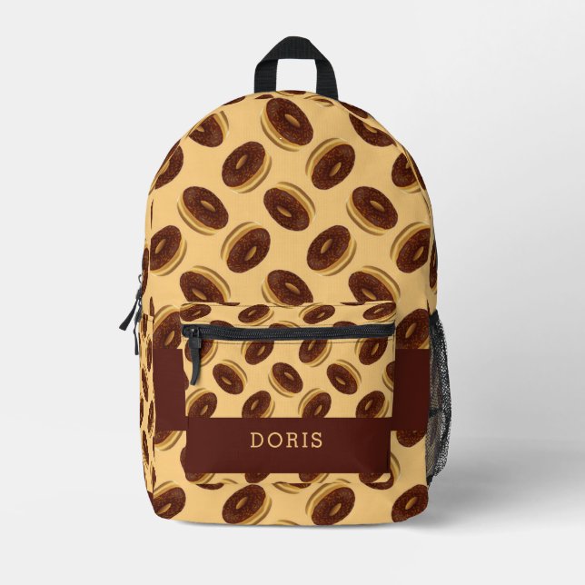 Mochila Impresa Patrón de donuts marrones de chocolate (Anverso)