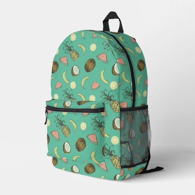 Mochila Impresa Patrón de Doodle de Fruta Tropical (Esquina derecha trasera )
