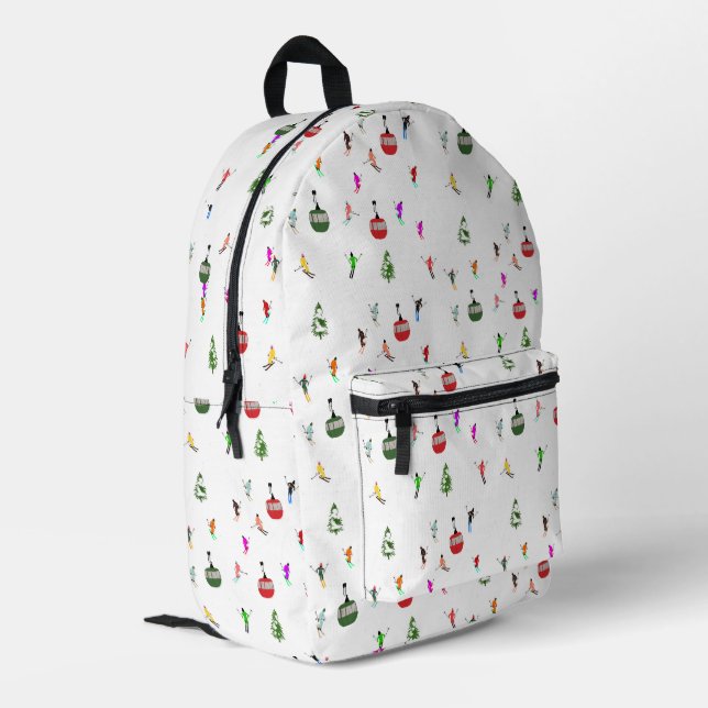 Mochila Impresa Patrón de esquí de descenso de invierno (Esquina izquierda trasera)