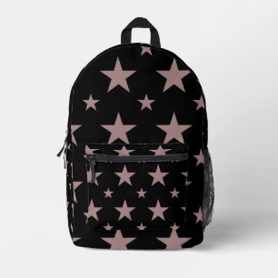 Mochila Impresa Patrón de Estrellas Negras y Rosas Constelación Pa