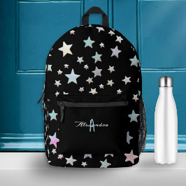 Mochila Impresa Patrón de estrellas Negro Guay de moda Monogramado