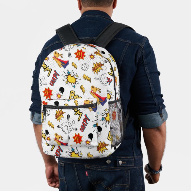 Mochila Impresa Patrón de explosión de arte pop de cómic blanco re (Insitu (Modelo))