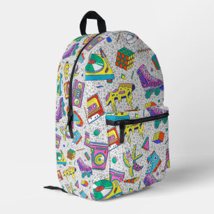 Mochila Impresa Patrón de fiesta de patinaje retro de los 90