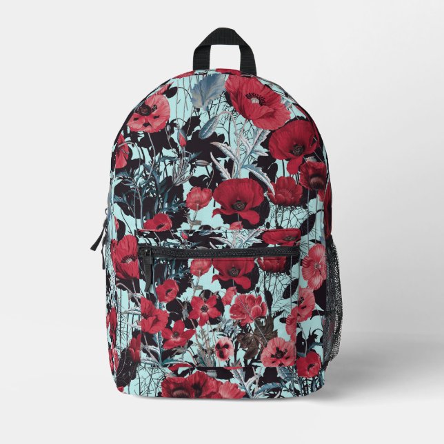 Mochila Impresa Patrón de flor de amapola (Anverso)