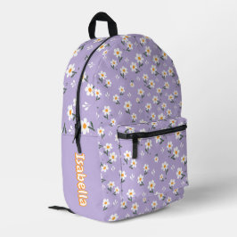 Mochila Impresa Patrón de flor de margarita linda morada Escuela