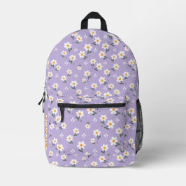 Mochila Impresa Patrón de flor de margarita linda morada Escuela