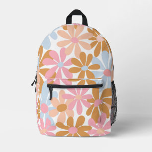 Mochila Impresa Patrón de flor de margarita pastel retro