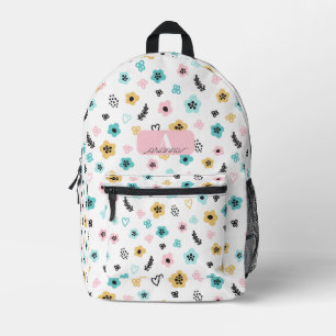 Mochila Impresa Patrón de Flor de Pastel Personalizado Floral Retr
