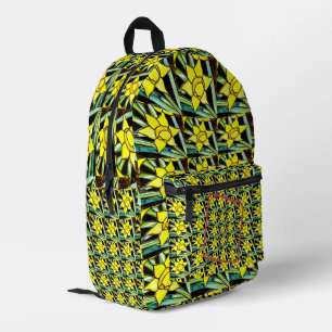Mochila Impresa Patrón de flores amarillas y valiosas