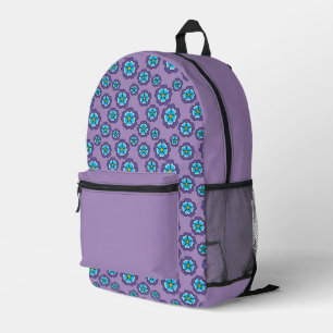 Mochila Impresa Patrón de flores azules violetas