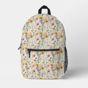 Mochila Impresa Patrón de flores de Gouache Meadow
