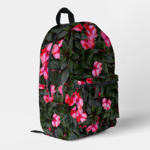Mochila Impresa Patrón de flores de impatiens de Nueva Guinea de c