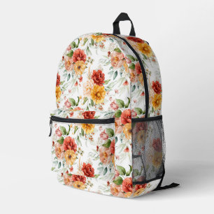 Mochila Impresa Patrón de flores de Peony Rojo