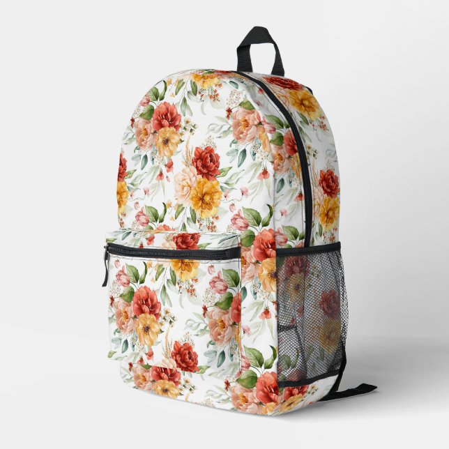 Mochila Impresa Patrón de flores de Peony Rojo (Esquina derecha trasera )