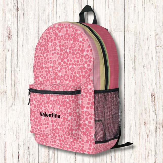 Mochila Impresa Patrón de flores rosadas Monograma moderno floral (Subido por el creador)