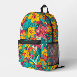 Mochila Impresa Patrón de flores tropicales coloridas