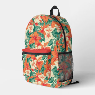 Mochila Impresa patrón de flores tropicales coloridas con ambiente