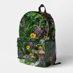 Mochila Impresa Patrón de flores vibrantes de jardín de verano de