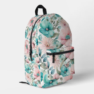 Mochila Impresa Patrón de flores y mariposas