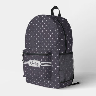 Mochila Impresa Patrón de Florete de Diamante en Ciruela Polvorien