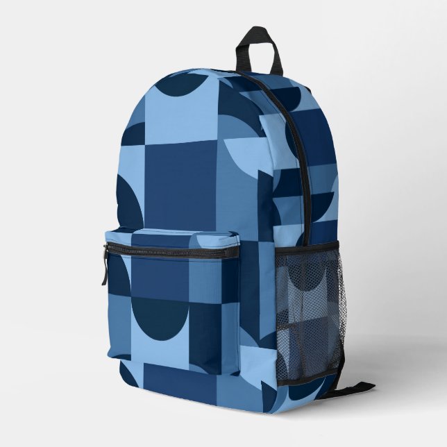 Mochila Impresa Patrón de formas geométricas azules (Esquina derecha trasera )