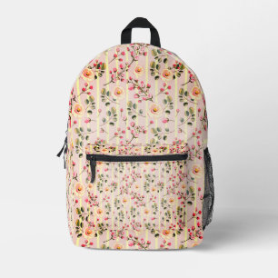 Mochila Impresa Patrón de franja floral rosa suave