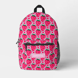 Mochila Impresa Patrón de Fresa Personalizado