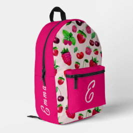 Mochila Impresa Patrón de Fruta de Fresa Bonita con Nombre Persona