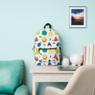 Mochila Impresa Patrón de frutas, Ciruela, Naranja, Limón, Pera, M