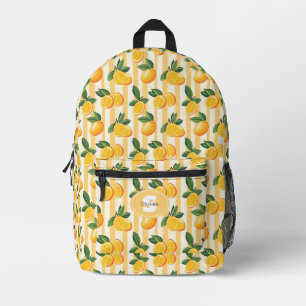 Mochila Impresa Patrón de frutas de cítricos vibrantes con hojas v