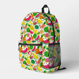 Mochila Impresa Patrón de frutas tropicales rojas y amarillas