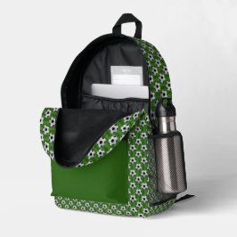 Mochila Impresa Patrón de fútbol europeo verde moderno