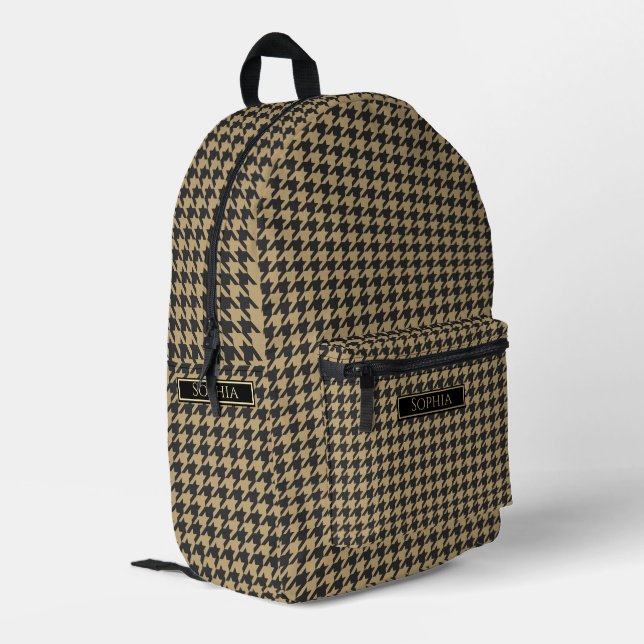Mochila Impresa Patrón de gallo-Palo-Taupe- (Esquina izquierda trasera)
