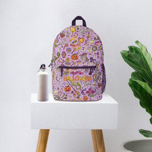 Mochila Impresa Patrón de garabatos de Halloween adorable