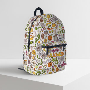 Mochila Impresa Patrón de garabatos de Halloween adorable